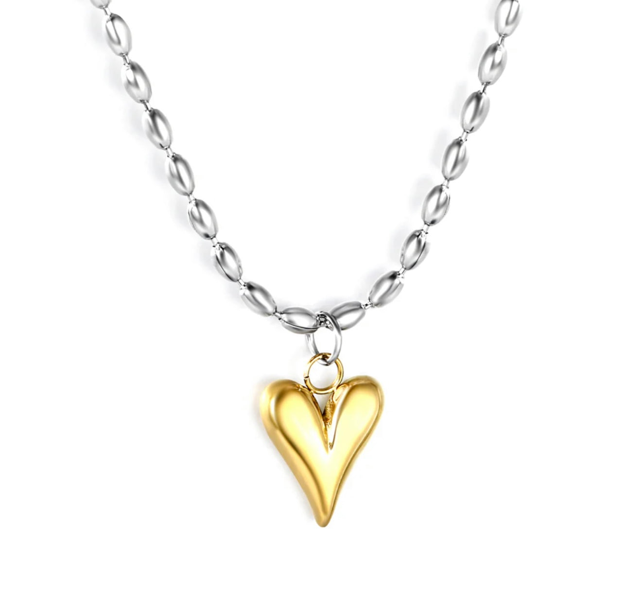 Collar corazón bicolor acero inoxidable